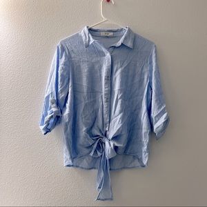 Blue button up blouse